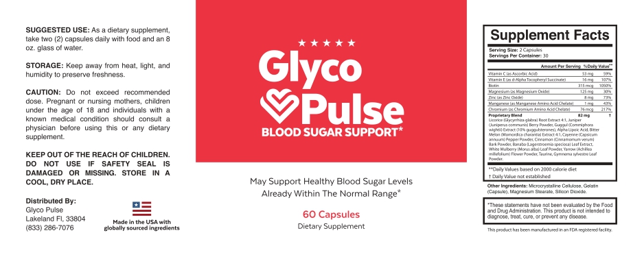 Glyco Pulse supplement facts label